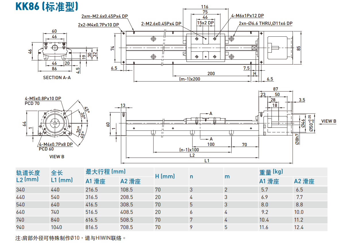 上銀直線模組KK8610C-540A2-F0